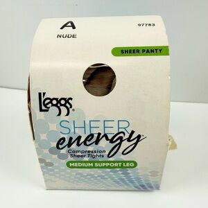 Leggs Sheer Energy Pantyhose Tights 1 Pair Nude Size A Control Top NWT